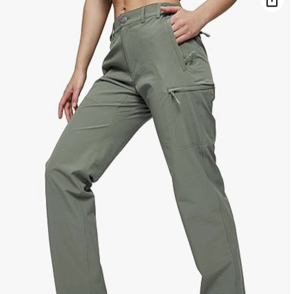 MIER Women's Quick Dry Cargo Pants Lightweight Tactical Hiking Pants in Sage